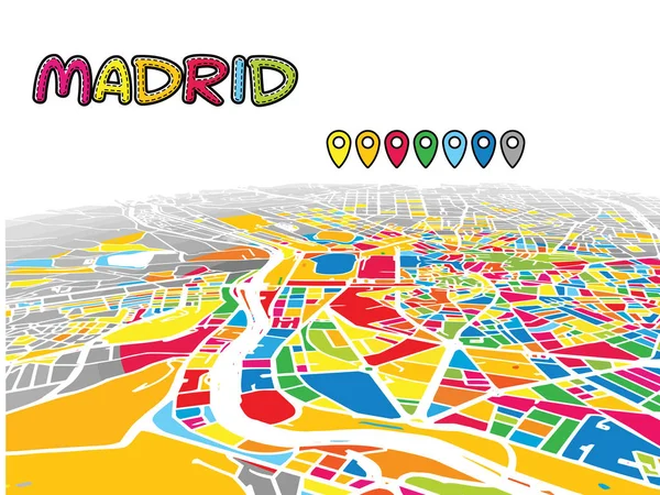 Mapa vectorial del centro de Madrid, España — Vector de stock