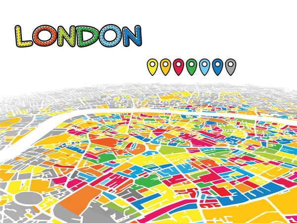 Mapa vectorial de Londres, Reino Unido, Downtown 3D — Archivo Imágenes Vectoriales