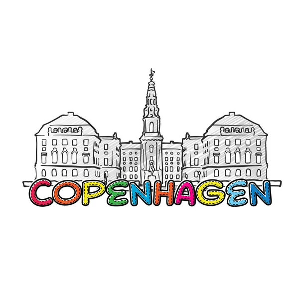 Copenhague hermoso icono dibujado — Vector de stock