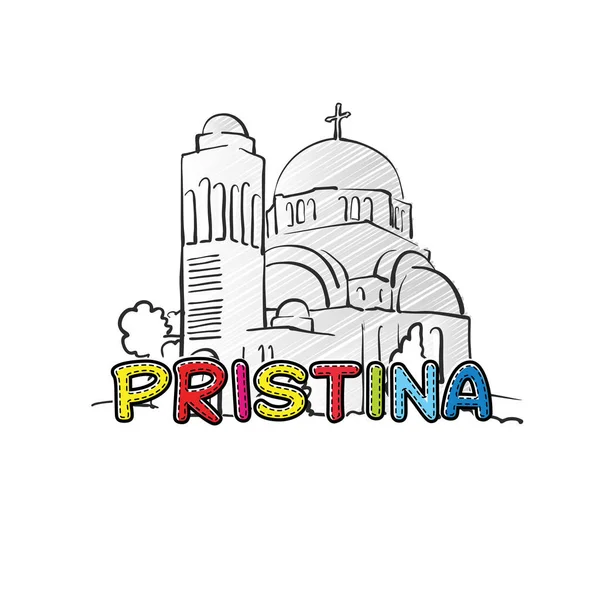 Pristina bella icona abbozzata — Vettoriale Stock