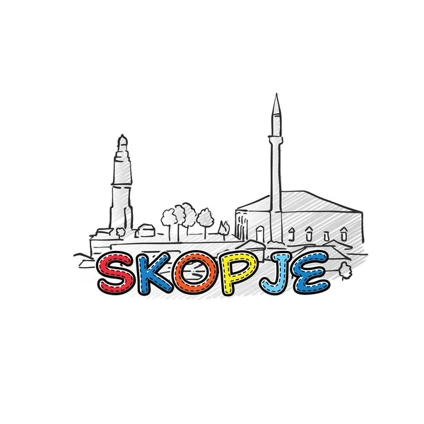 Skopje belo ícone esboçado — Vetor de Stock