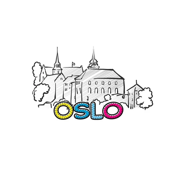 Oslo belo ícone esboçado — Vetor de Stock