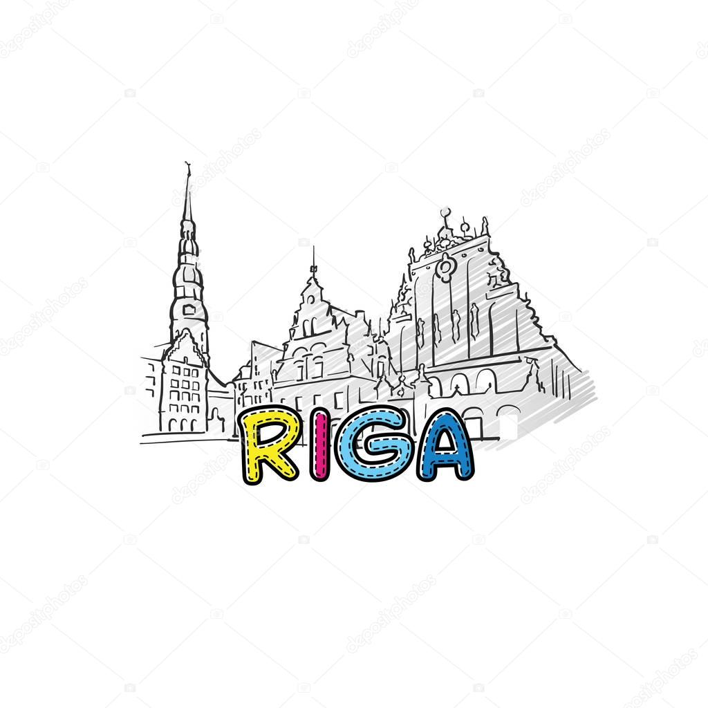 Riga beautiful sketched icon