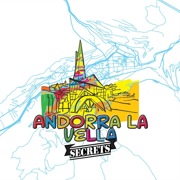 Andorra Viajes Secretos Mapa de Arte — Archivo Imágenes Vectoriales