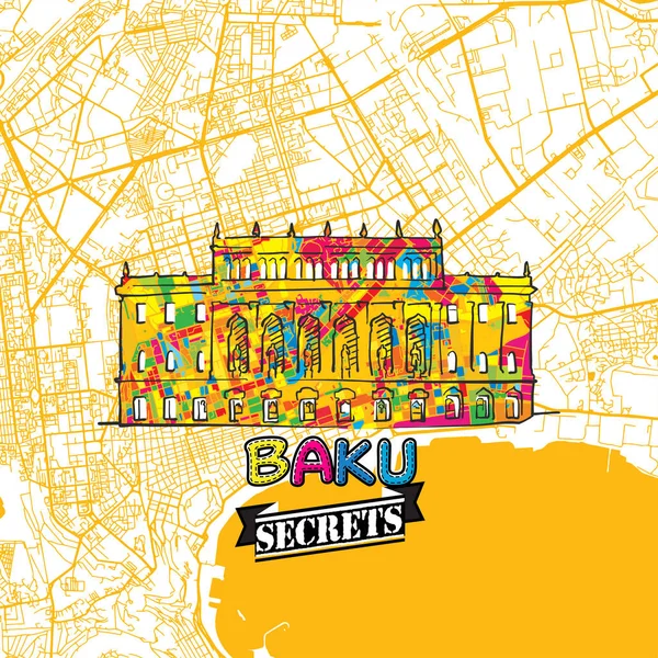 Баку подорожі секрети Art Map — стоковий вектор