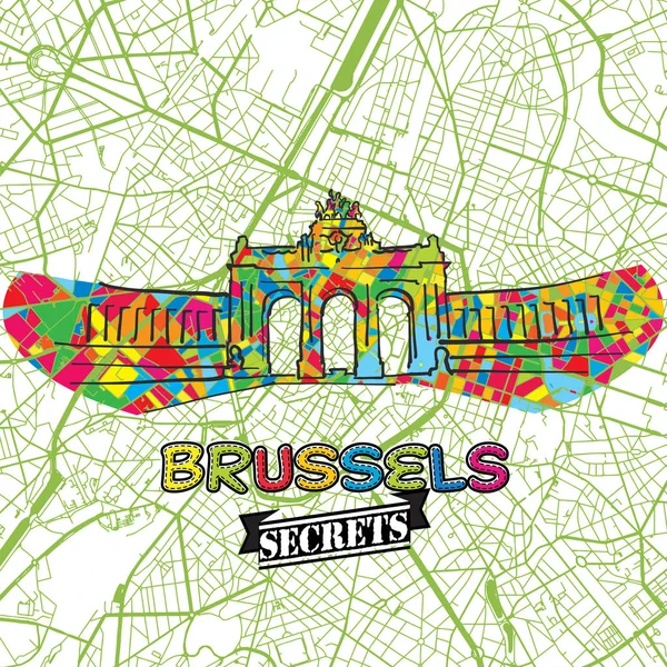 Брюссель подорожі секрети Art Map — стоковий вектор