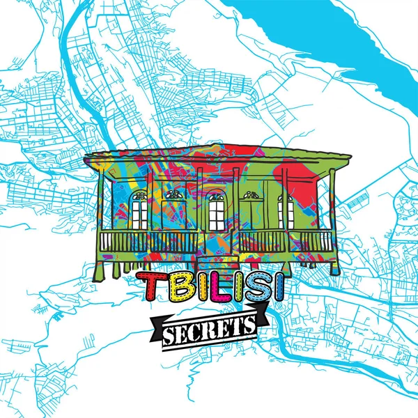 Tbilissi Voyage Secrets Carte d'art — Image vectorielle