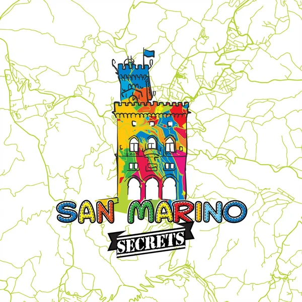 San Marino Travel Secrets Mapa de Arte — Vetor de Stock