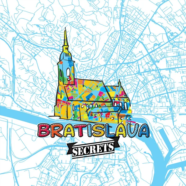 Bratislava Viajes Secretos Mapa de Arte — Vector de stock