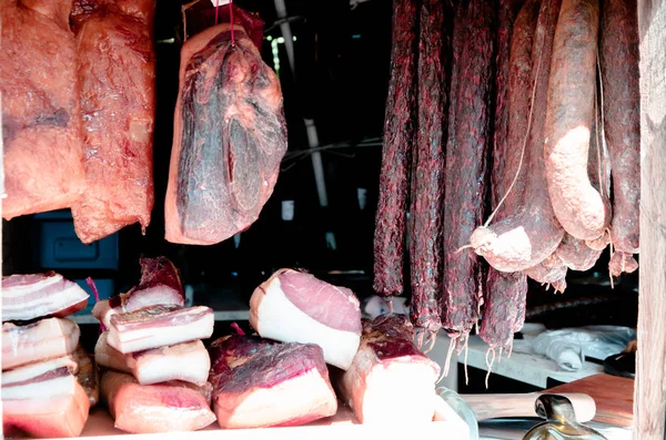 Sausage and ham — Stock Photo, Image