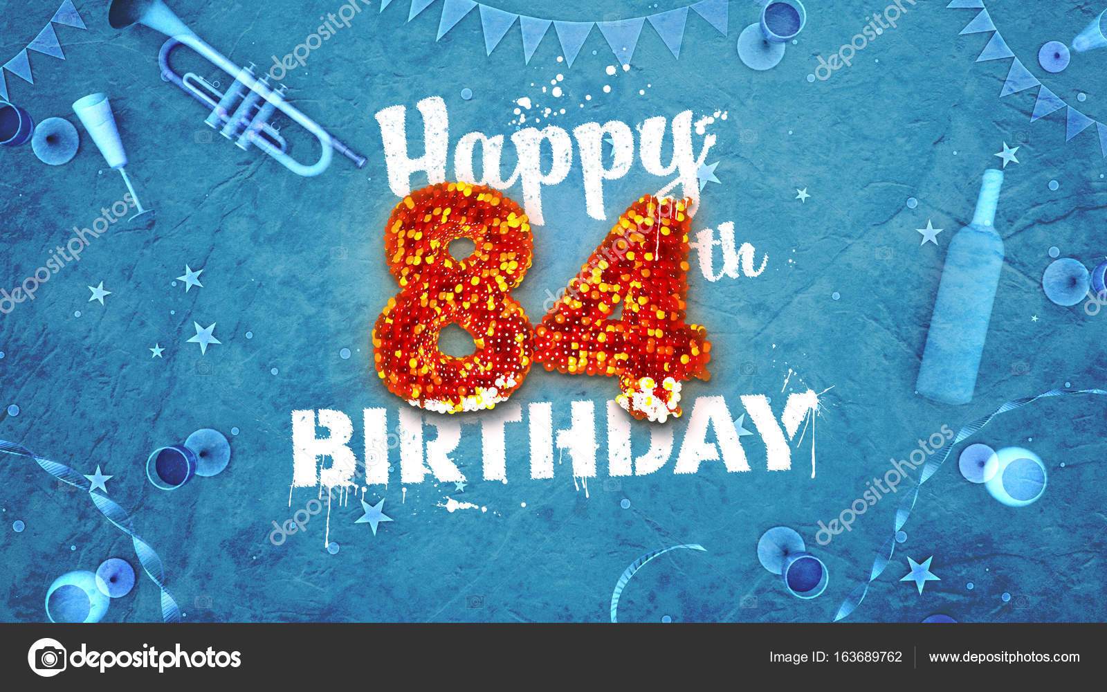 Glückwunschkarte zum 84. Geburtstag mit schönen Details Stockfotografie lizenzfreie Fotos
