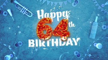 Güzel detayları ile 64 doğum günü kartı