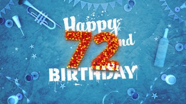 Happy 72nd Birthday Card with beautiful details clipart