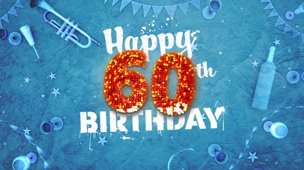 Happy 60th Birthday Card with beautiful details — Stock Photo, Image