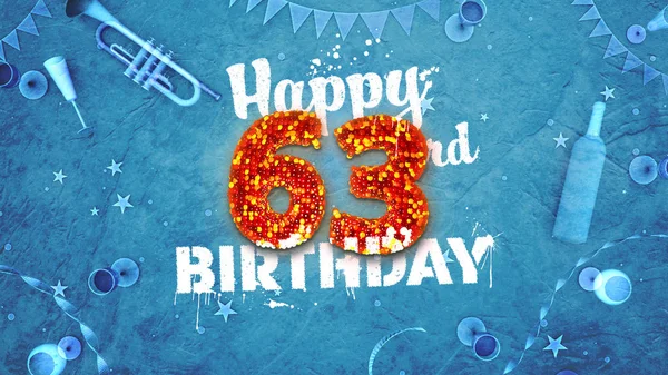 Happy 63th Birthday Card with beautiful details — стоковое фото