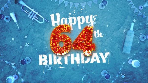 Happy 64th Birthday Card with beautiful details — Stock Photo, Image