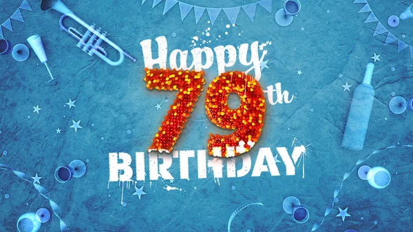 Happy 79th Birthday Card with beautiful details — Stock Photo, Image
