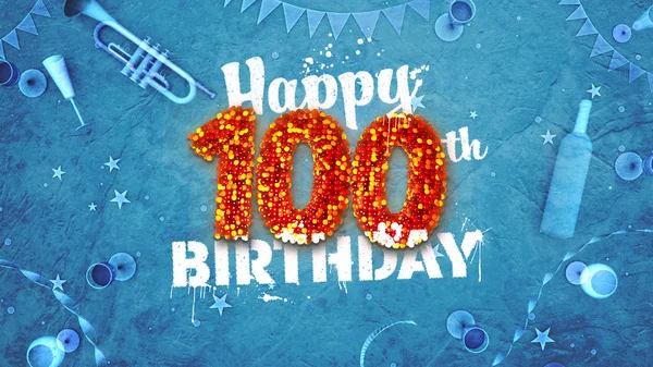 Güzel detayları ile 100 doğum günü kartı — Stok fotoğraf
