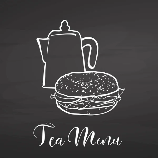 Τσάι μενού με κουλούρι για μαυροπίνακα — Διανυσματικό Αρχείο