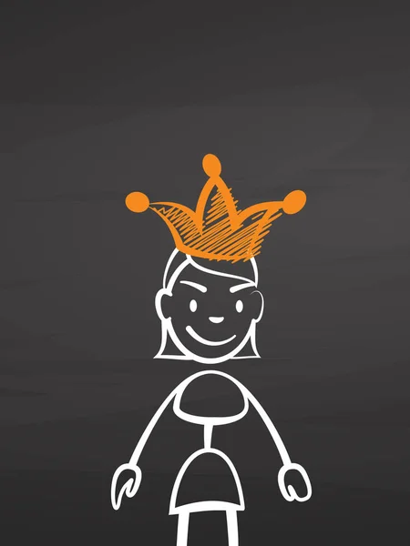 Femme avec couronne sur tableau noir — Image vectorielle