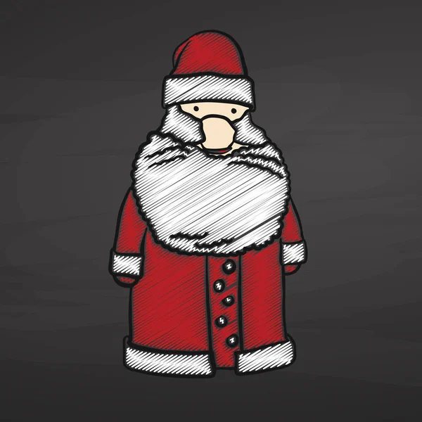 Santa Claus skiss på svarta tavlan — Stock vektor