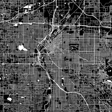 Denver, Colorado. Şehir merkezindeki vektör harita.