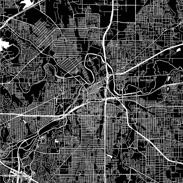 Fort Worth, Texas. Downtown vector map.