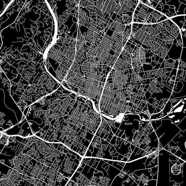 Austin, Teksas. Şehir merkezindeki vektör harita.