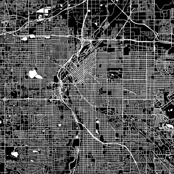 Denver, Colorado. Şehir merkezindeki vektör harita. — Stok Vektör