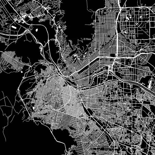 El Paso, Teksas. Şehir merkezindeki vektör harita.