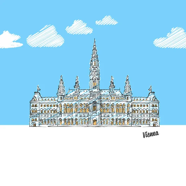 Viena, Austria famoso boceto emblemático — Vector de stock