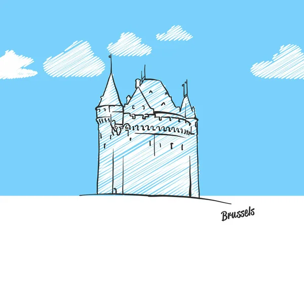 Bruselas, Bélgica famoso boceto — Vector de stock