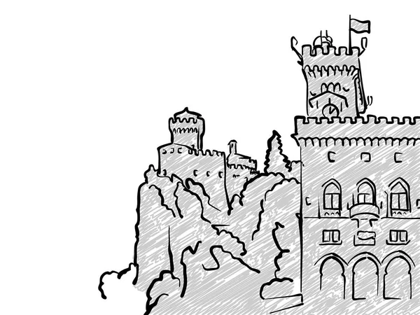 San Marino famoso Travel Sketch — Vettoriale Stock