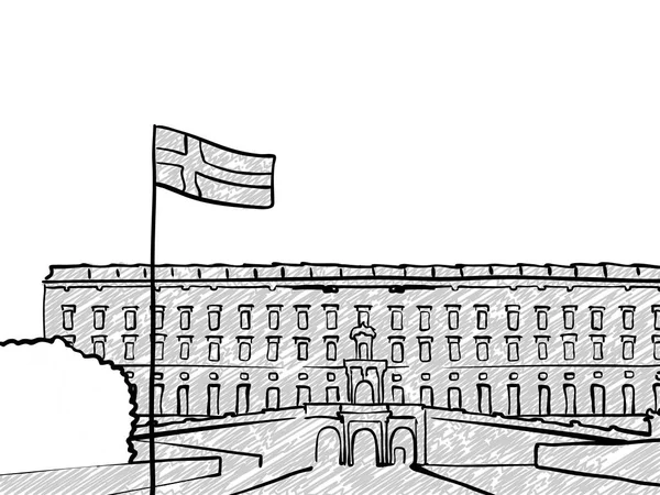 Διάσημο σκίτσο ταξίδι Στοκχόλμη, Σουηδία — Διανυσματικό Αρχείο