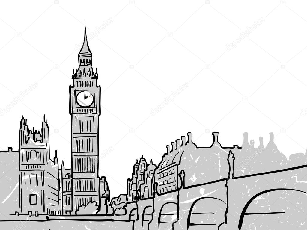 London, United Kingdom famous Travel Sketch