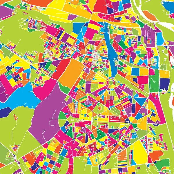 Dillí, Indie, barevné vektorové mapy — Stockový vektor