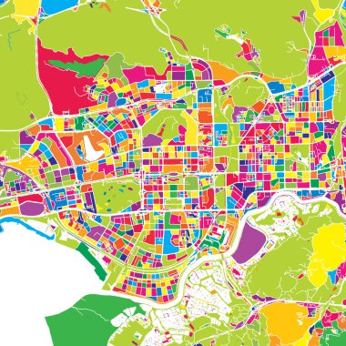 Shenzhen, Çin, renkli vektör harita