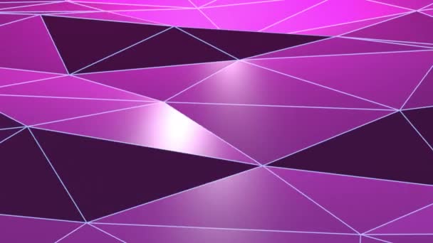 Purple bajo fondo de poli ondeando lazo sin costura — Vídeo de stock