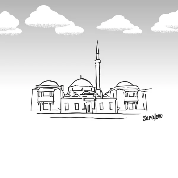 Sarajevo célèbre croquis historique — Image vectorielle