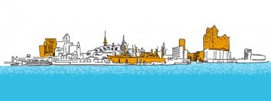 Hamburg anahat Panorama kroki ile renkli Ayrıntılar