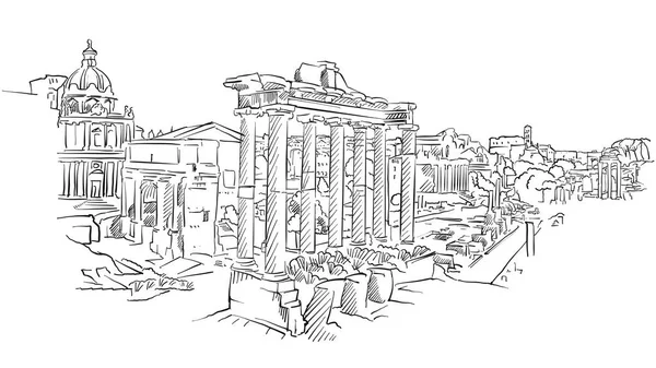 Foro romano de la Antigua Roma — Vector de stock