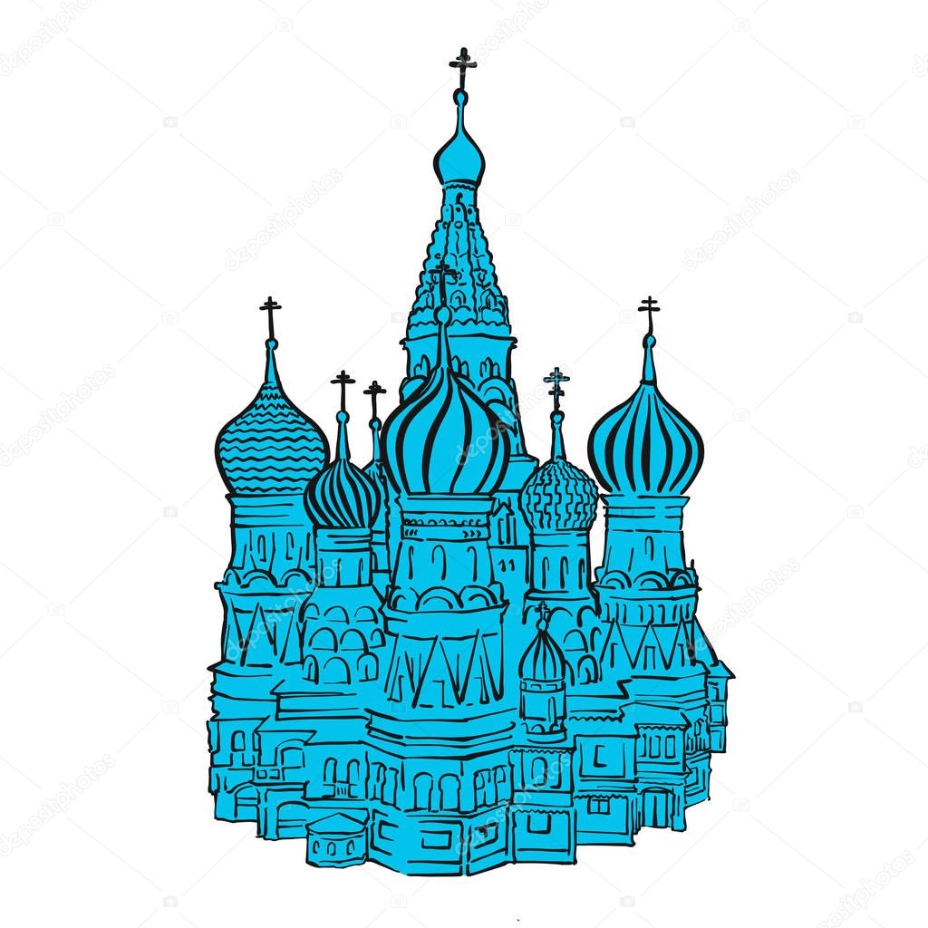 Moscow Kremlin illustration with colored backplate