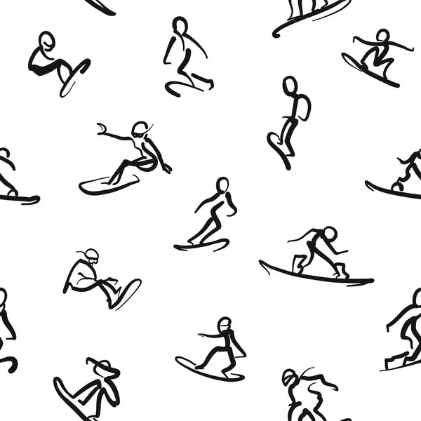 Snowboarding - Calligraphic seamless wall art — Stock Vector