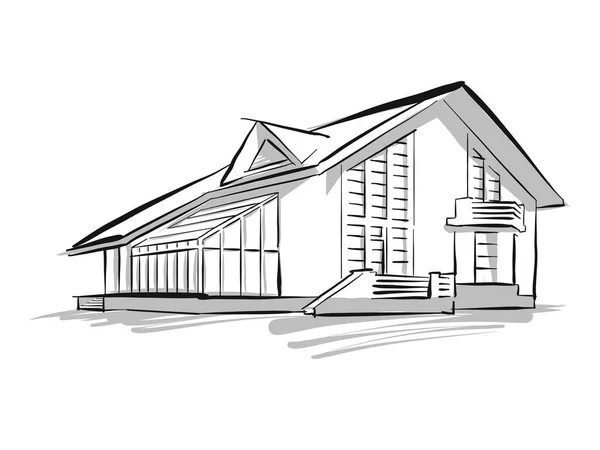 Townhouse Sketch Concept Ilustração —  Vetores de Stock