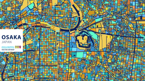 大阪、日本、カラフルなベクトル Artmap — ストックベクタ