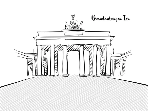 Bosquejo de la Puerta de Brandenburgo con error tipográfico alemán — Vector de stock