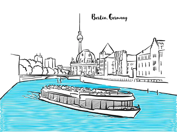 Berlin sightseeing panorama sketch — Stockvector