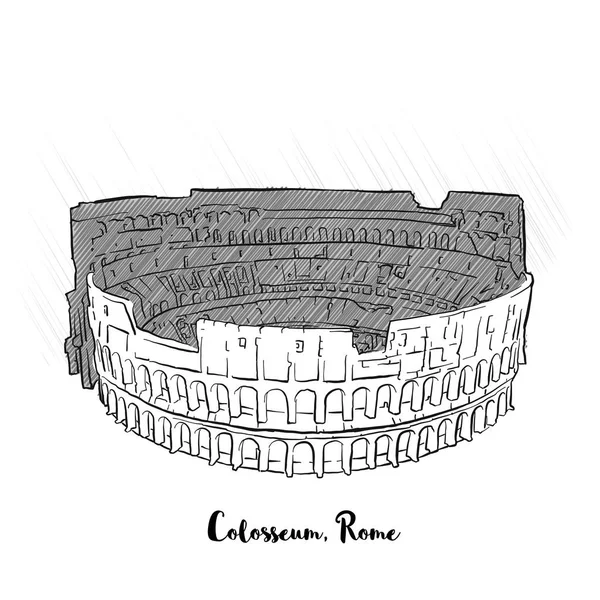 Roma Colosseum gölgeli kroki — Stok Vektör