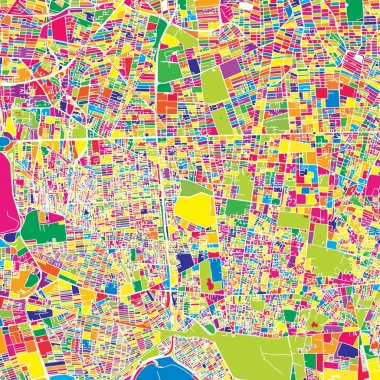 Tahran, Iran, renkli vektör harita