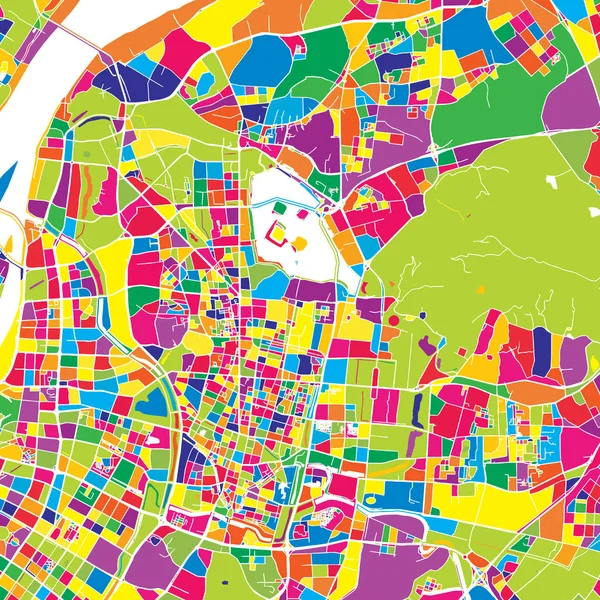 南京、中国、カラフルなベクトル地図 — ストックベクタ